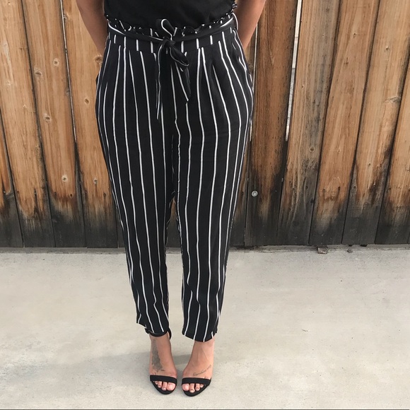 Striped Paperbag Trousers 